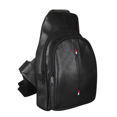 Real leather chest sling bag - leather,