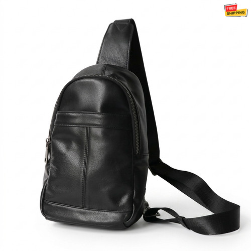 Men black leather sling - men's,
