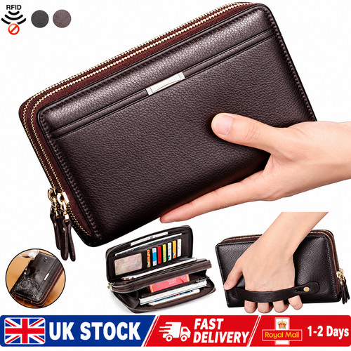 Men leather wrist clutch bag - men's,